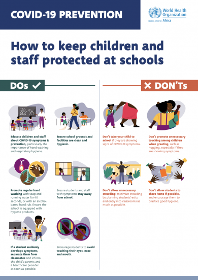 Coronavirus (Covid-19) prevention - How to keep children and staff protected at schools